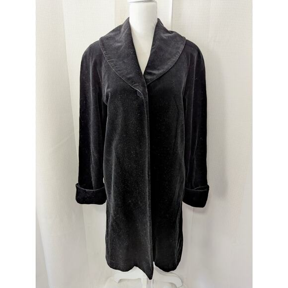 PRESTON & YORK! LUXE, ELEGANT BLACK VELVET, 100% COTTON CLOAK, JACKET! SZ S - Picture 2 of 11